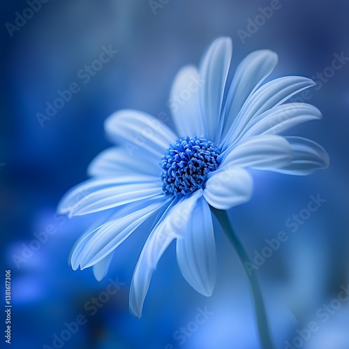 daisy flower on blue background. Beautiful blue daisy flower on a blue background. Nature background.