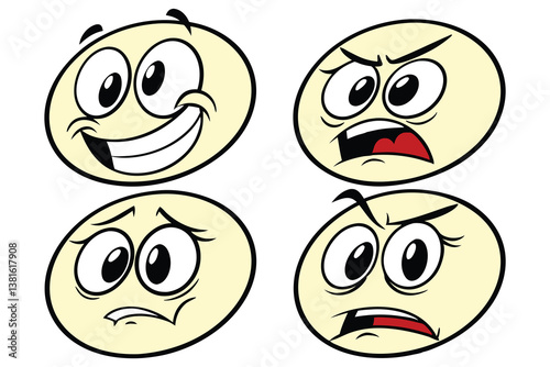 set of funny cartoon smileys
