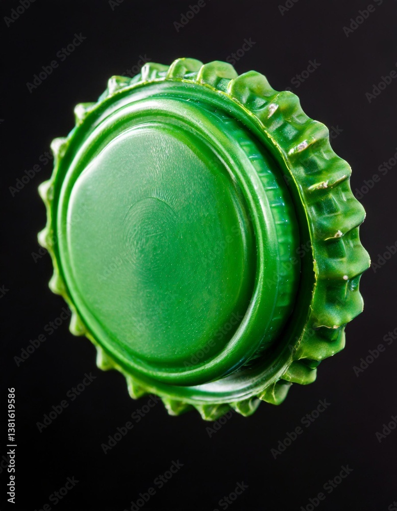 Green Bottle Cap Hovering Perfectly with a Clipping Path to Show Its Ridges Green Bottle Cap Hovering Perfectly with a Clipping Path to Show Its Ridges