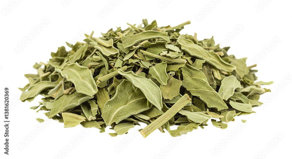 Pile of Dried Lovage Leaves Isolated on White Background Ready for Use Pile of Dried Lovage Leaves Isolated on White Background Ready for Use