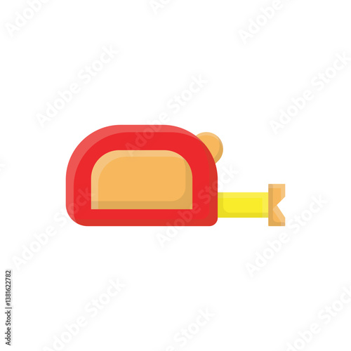Red handymans meter flat icon vector illustration. Construction measuring tool design illustration. 