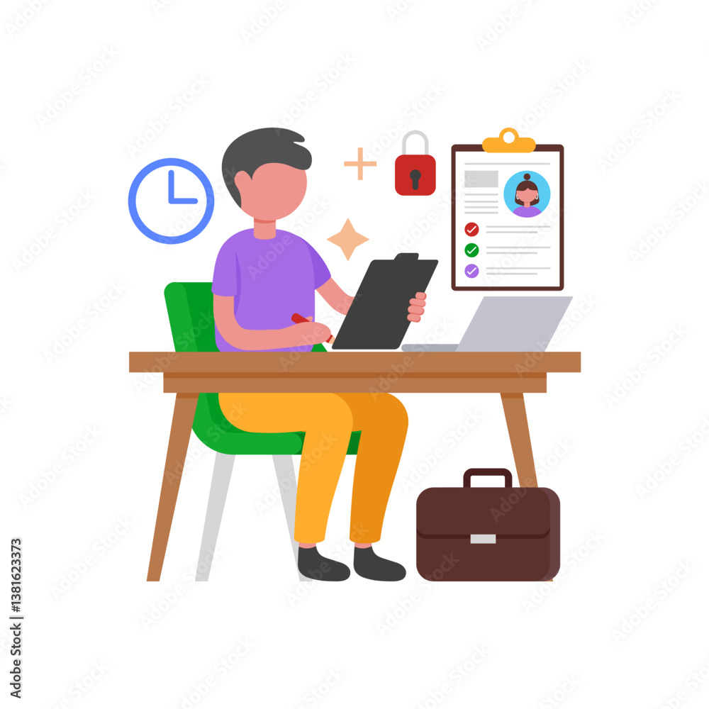 Accurate Updating Records Maintenance Procedures Vector Illustration Accurate Updating Records Maintenance Procedures Vector Illustration
