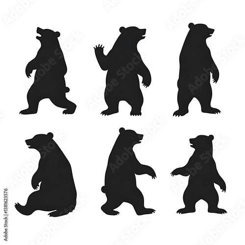 black silhouettes of bears