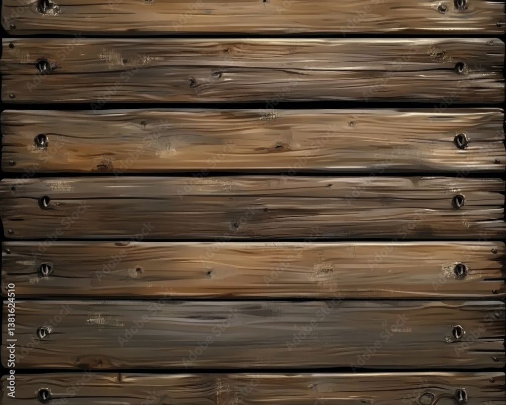 Obraz premium Rustic vector illustration of aged wood panel with nail holes