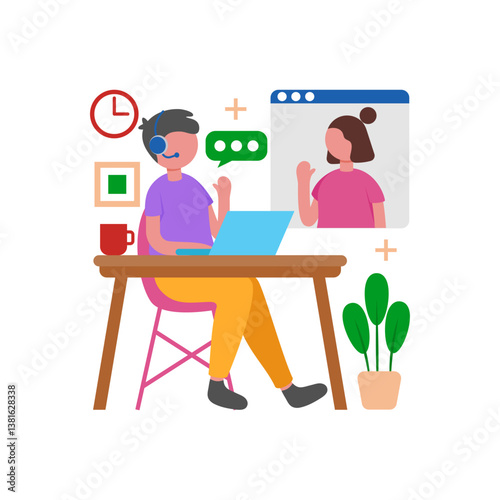 Set up virtual meetings easily Vector Illustration