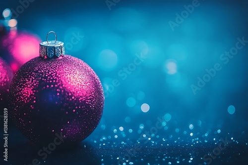 A close up shot of festive ornaments decorations display