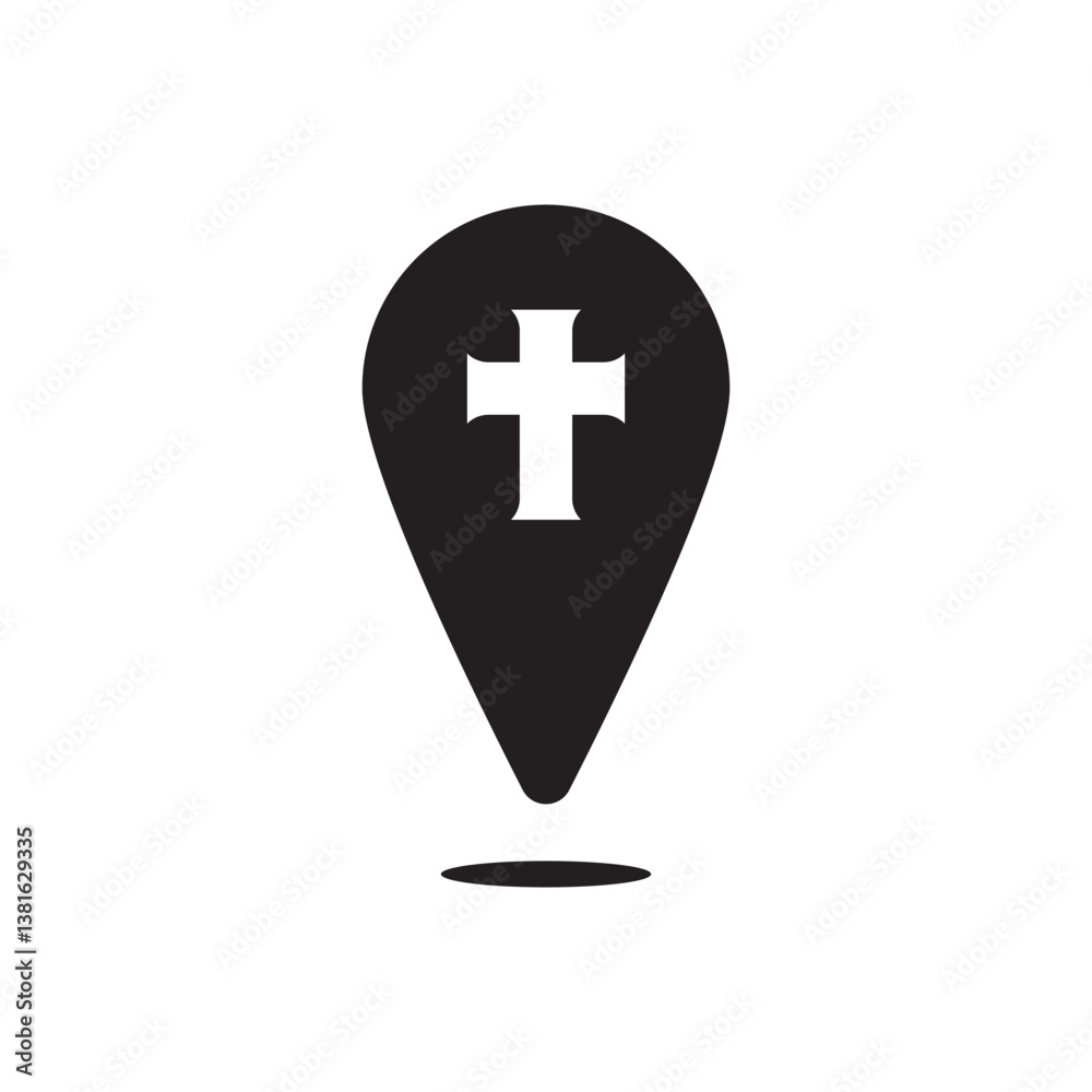 Gps and cross silhouette flst icon vector design illustration. Gps and cross silhouette flst icon vector design illustration.
