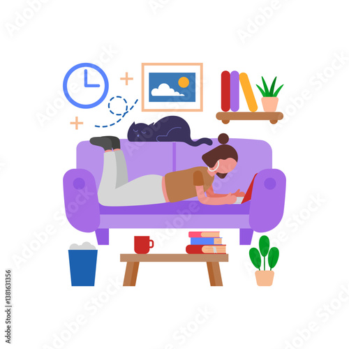 Work remotely in comfort Vector Illustration
