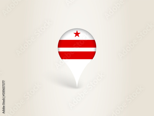 Pin Icon with District of Columbia National Flag.