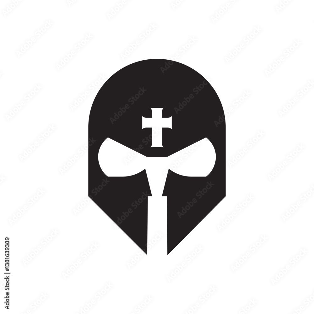 Obraz premium Vector illustration of mask and cross silhouette flat icon design. 