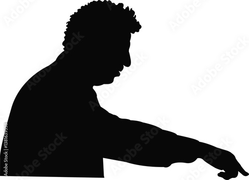 a mna pointing finger, silhouette vector