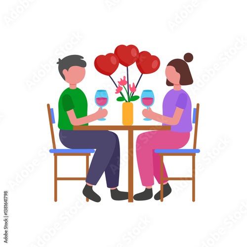 Romantic Valentine's Day Love Celebration Flat Vector Illustration
