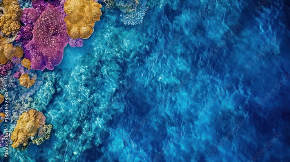 Vibrant Coral Reef Ecosystem: An Aerial View of Marine Biodiversity and Underwater Beauty
