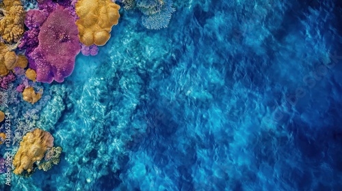 Vibrant Coral Reef Ecosystem: An Aerial View of Marine Biodiversity and Underwater Beauty