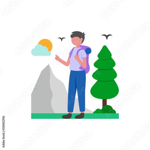 Budget Backpacking Travel Experience Flat Vector Illustration