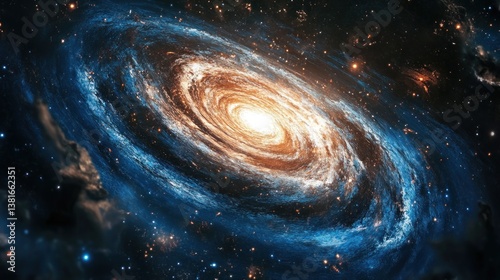 Cosmic Symphony: A spiral galaxy unveils celestial harmony in deep space vastness