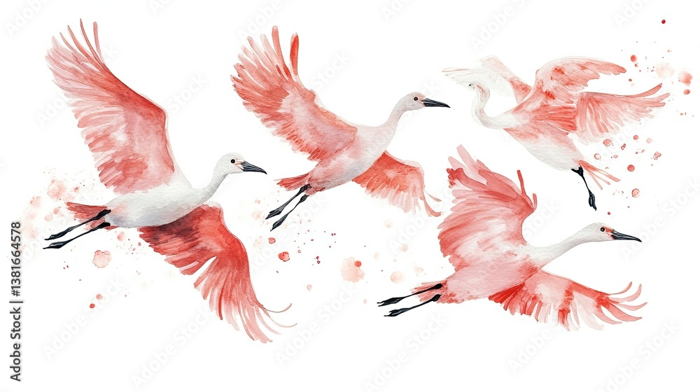 Fototapeta premium Set of hand-painted watercolor birds isolated on white