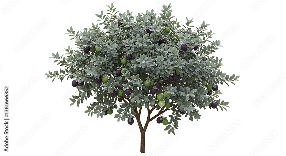 Obraz premium Isolated olive tree with fruits on white background for design
