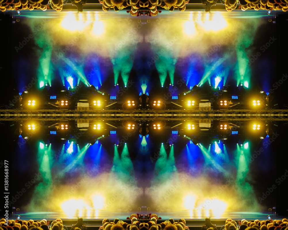 Obraz premium Abstract texture background for design. Stage light and smoke on stage, lighting and spotlights