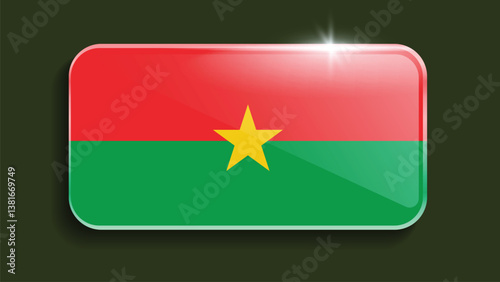 Square Burkina Faso Flag with Original color
