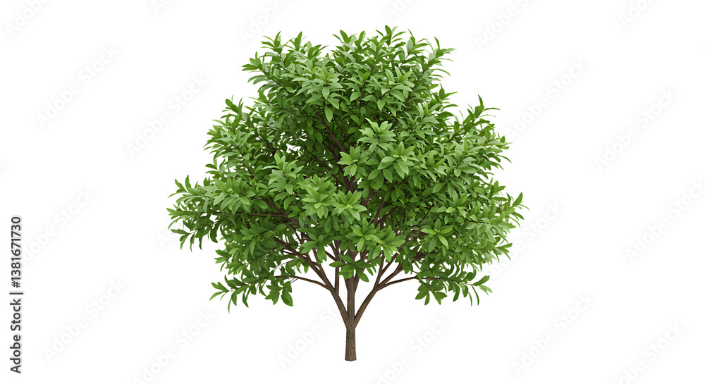 Fototapeta premium Isolated Tree with Green Leaves Against White Background for Design
