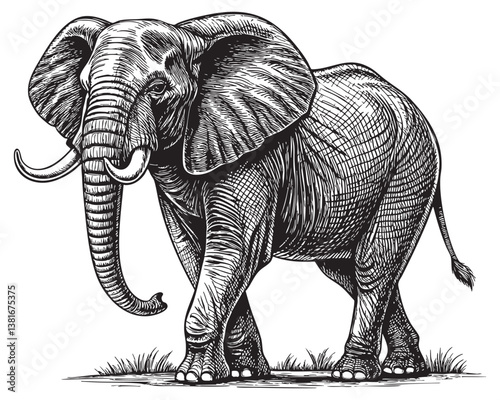 elephant engraving vector illustration