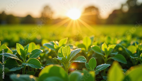 Fresh herbs gathering at sunrise in a lush garden, Gathering fresh herbs, Dacha season begins    