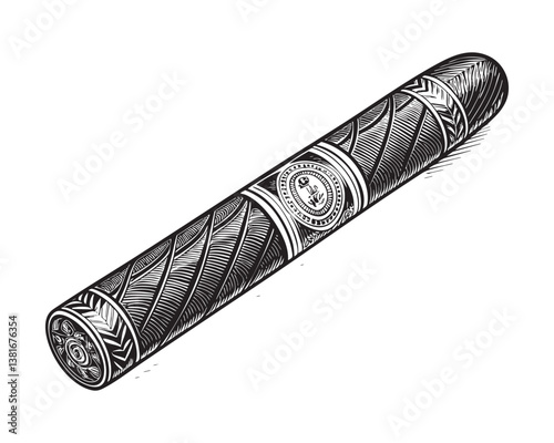 cigar engraving vector illustration