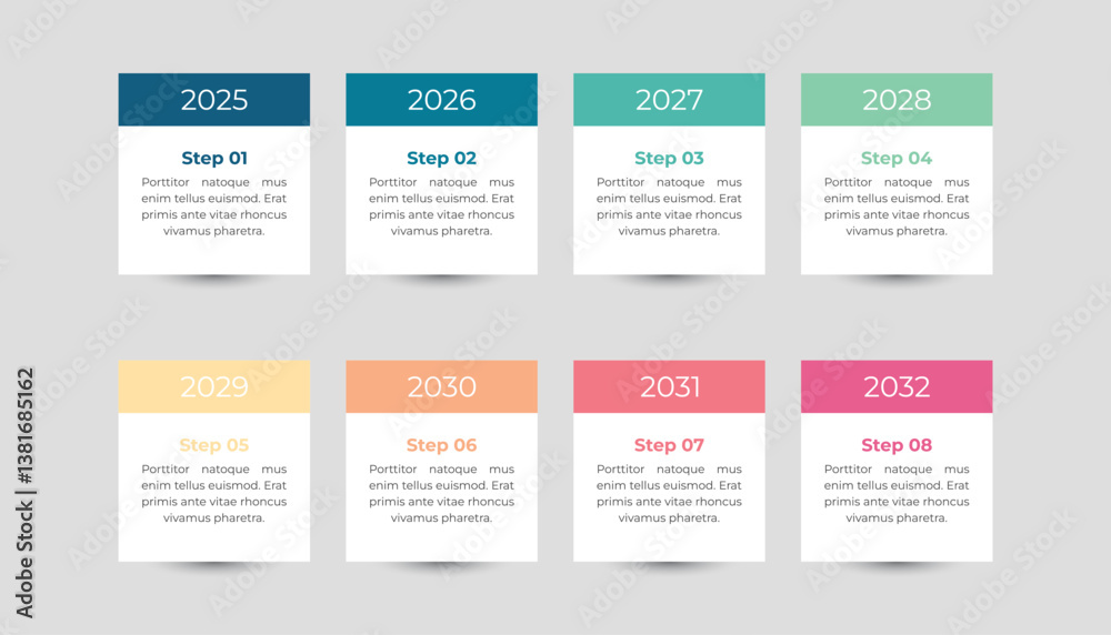 8 Year Infographic Timeline Design Template for Presentation 8 Year Infographic Timeline Design Template for Presentation