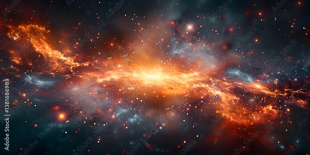 Fototapeta premium Dramatic Nebula with Stars and Glowing Clouds in Deep Outer Space