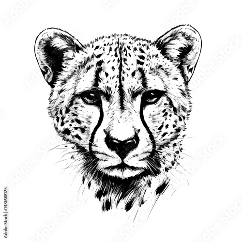 Cheetah head minimalist flat illustration, featuring a clean design isolated on a white background.

