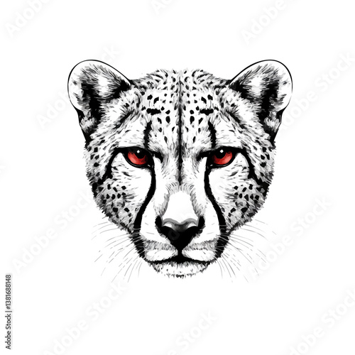 Cheetah head minimalist flat illustration, featuring a clean design isolated on a white background.

