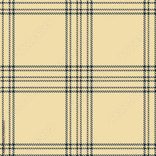Elegant Dark Creamy Ivory & Deep Nato Blue Seamless Tartan Fabric Design