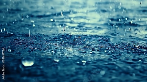 Raindrops falling on a body of water create a beautiful pattern