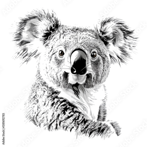 Koala minimalist flat illustration, featuring a clean design isolated on a white background.

