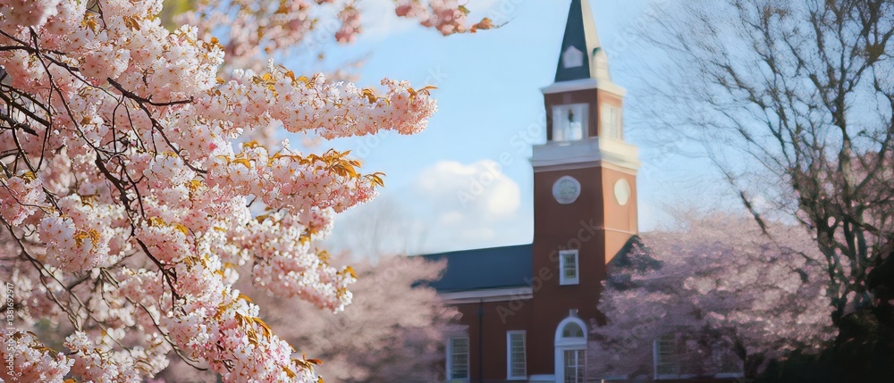 In the spring, newly graduated students look hopefully at the sky and see the cherry blossoms blooming.