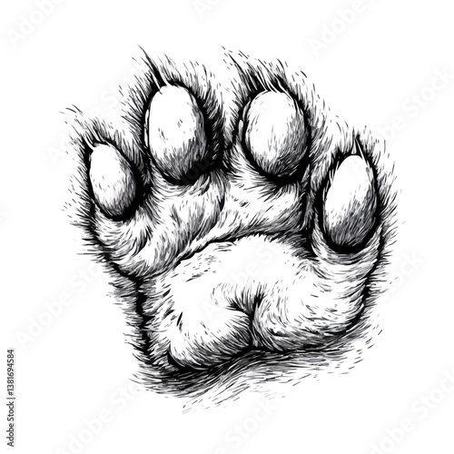 Lynx paw minimalist flat illustration, featuring a clean design isolated on a white background.

