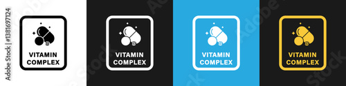 Vitamin Complex - vector sign for product information label.