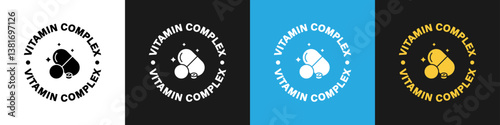Vitamin Complex - vector stamp for supplement packaging labeling.