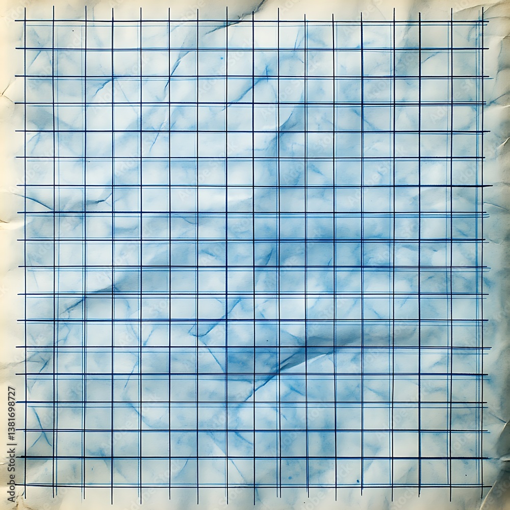 Blueprint styled grid paper with abstract cloudy pattern image Blueprint styled grid paper with abstract cloudy pattern image