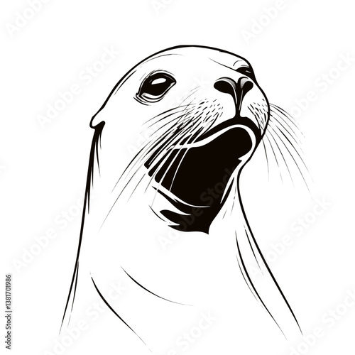 Sea lion minimalist flat illustration, featuring a clean design isolated on a white background.

