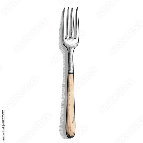 Tuning fork minimalist flat illustration, featuring a clean design isolated on a white background.

