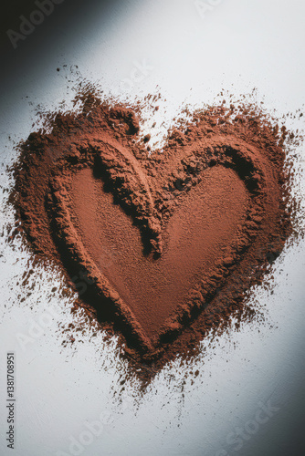 Gourmet Chocolate Heart Shape Created with Cocoa Powder on Light Background for Romantic Occasions