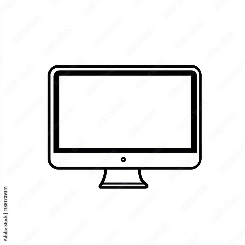 Minimalist black and white computer monitor screen icon Minimalist black and white computer monitor screen icon
