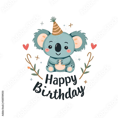 happy birthday koala icon