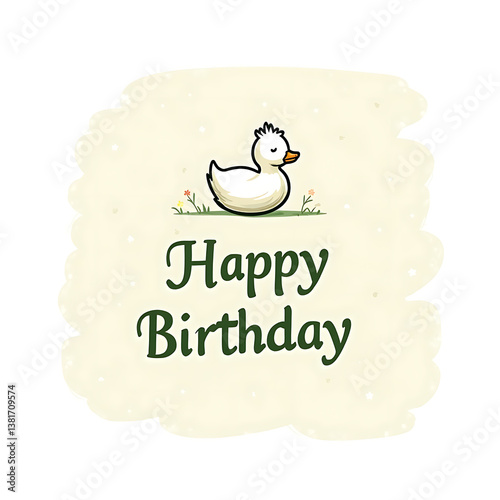 happy birthday with cute white duck icon