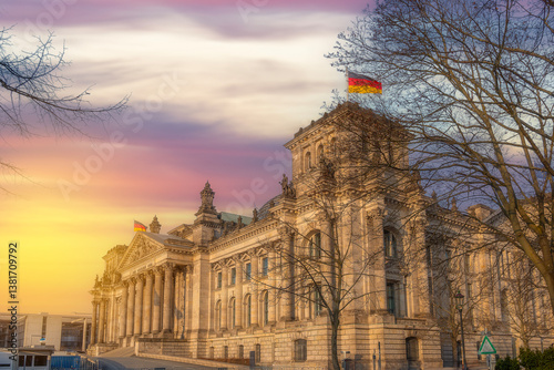 germany capital berlin city center buildings architecture and most popular tourist attractions photos with sunset light and sky colors