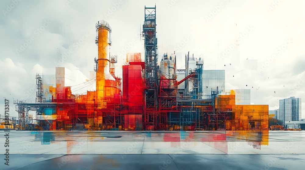 Obraz premium Urban decay meets colorful industrial architecture high resolution hd photo