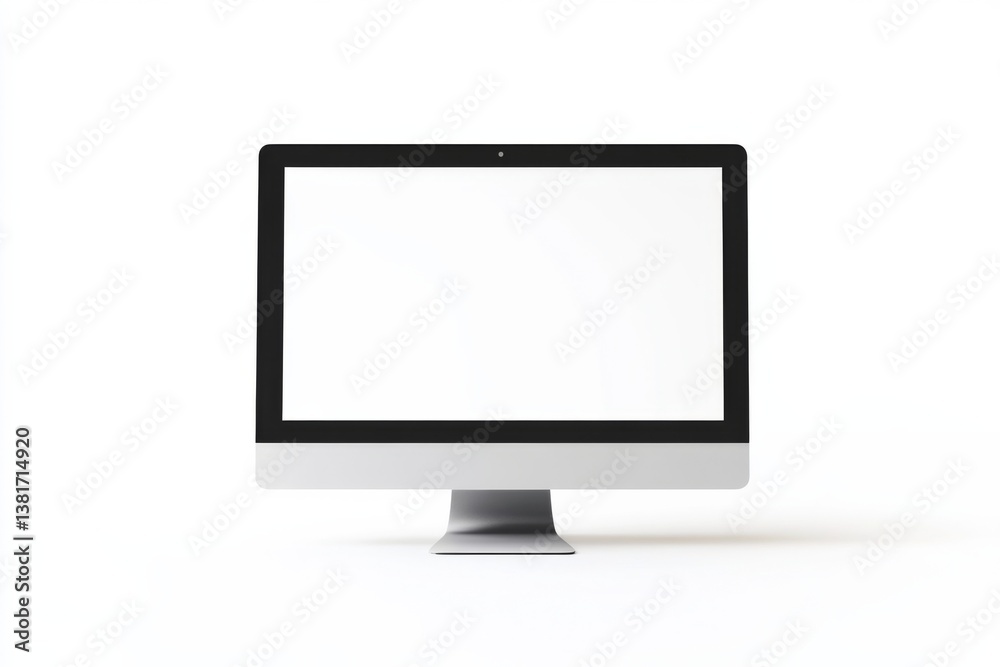 Modern desktop computer monitor with blank white screen on simple white background Modern desktop computer monitor with blank white screen on simple white background