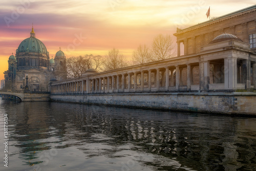 germany capital berlin city center buildings architecture and most popular tourist attractions photos with sunset light and sky colors
